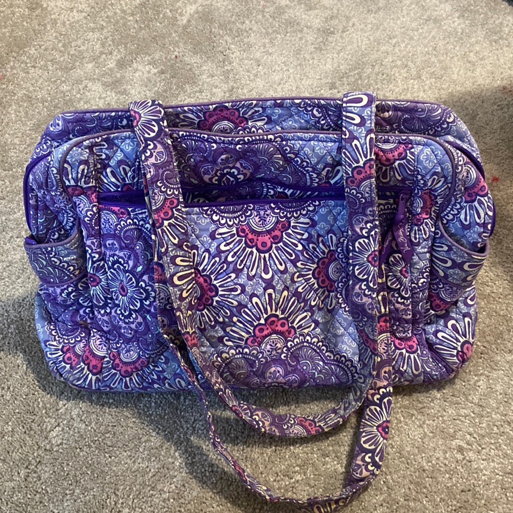 Purple Quilted Baby Bag with Paisley Pattern
